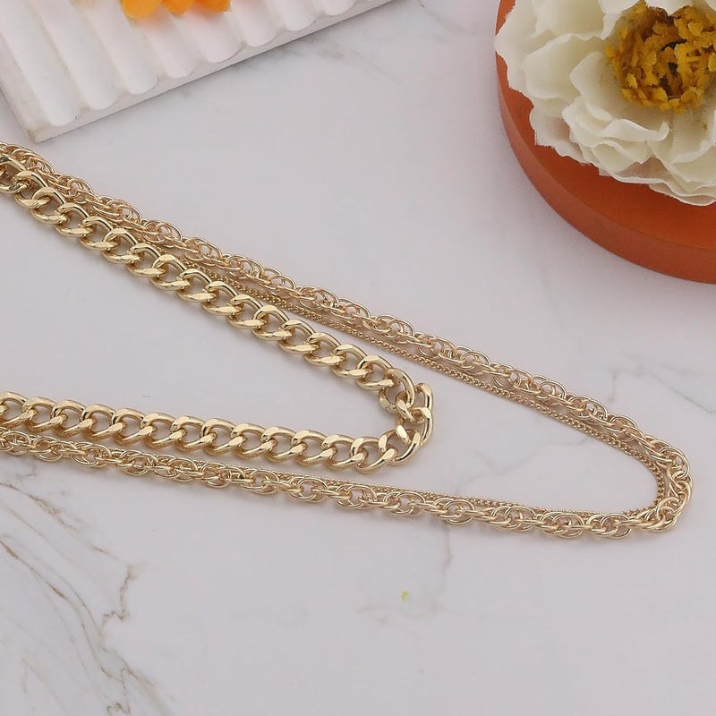 ANGLEQUEEN Chunky Silver Necklaces for Women Silver Layered Pirate Necklaces Punk 8090s Hip Hop Cuban Link Chain Necklace Layered Choker Necklace Pirate Prom Jewelry Freaknik Outfit Accessories - Image 4